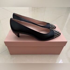 Brand new Miu Miu studded leather pumps. 2” studded heels.